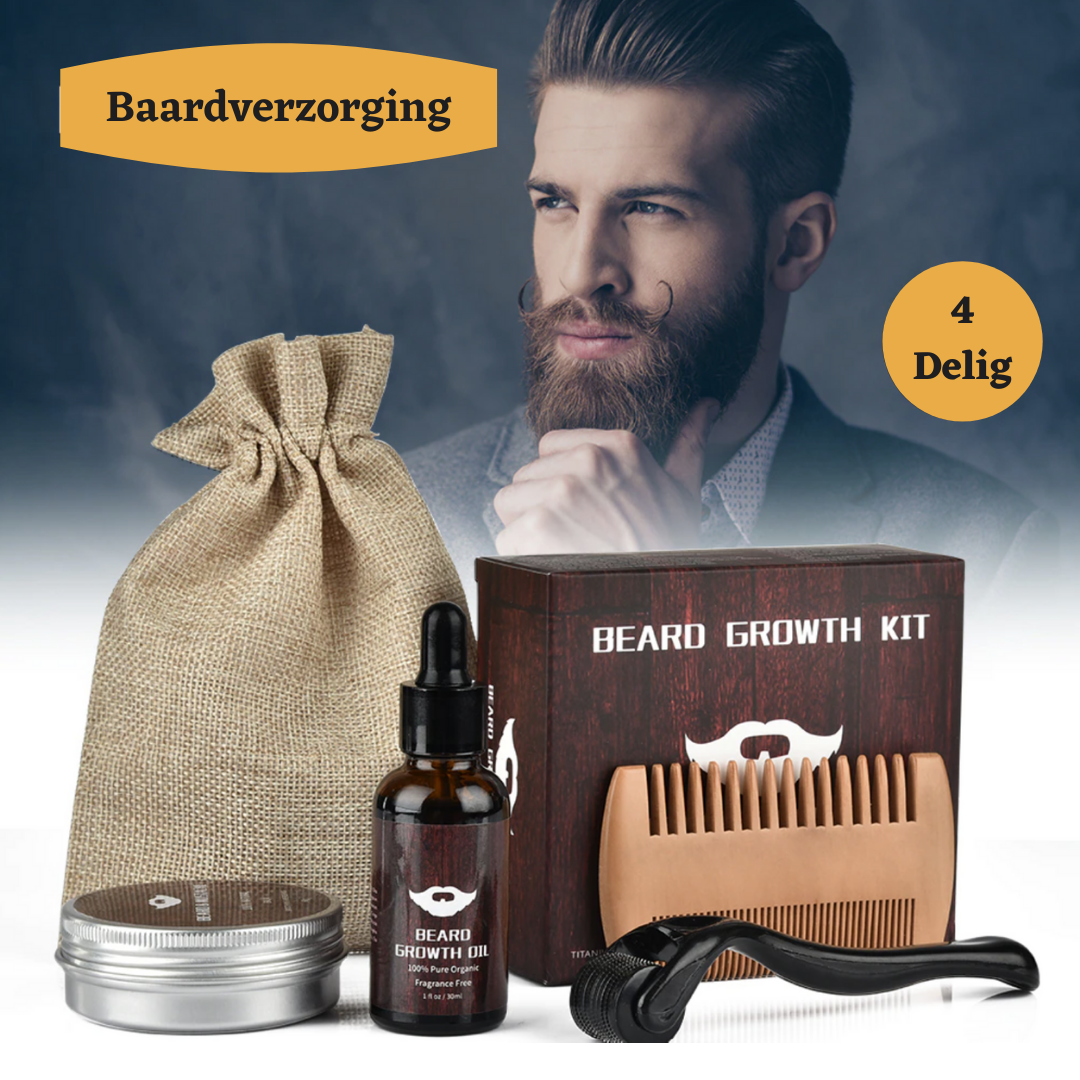 Bartwuchs-Set für Herren mit Microneedling-Roller. Stimuliert das Bartwachstum für einen dichteren Vollbart.