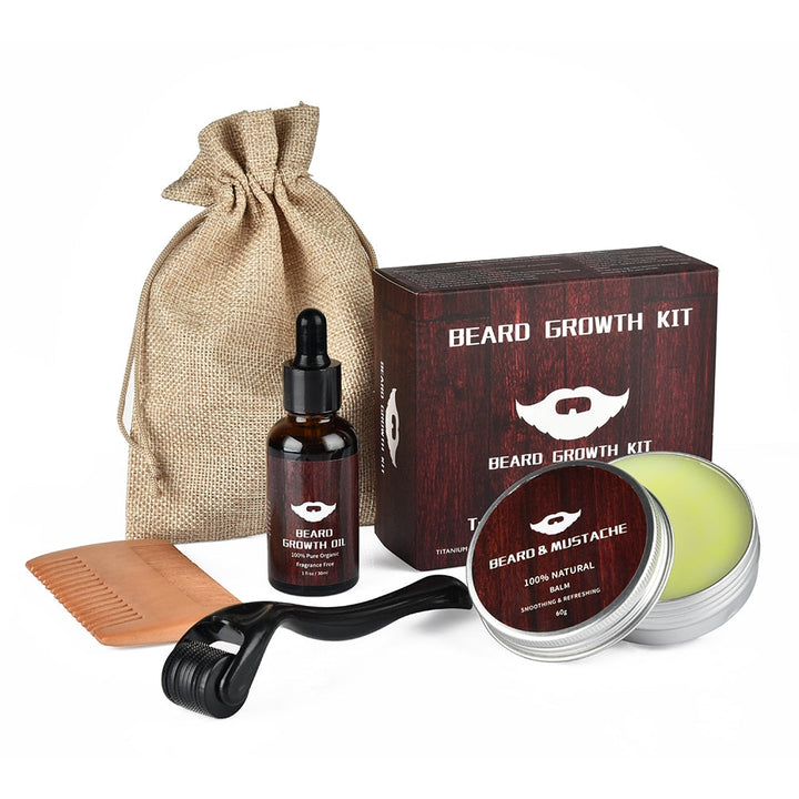 Komplettes Bartpflege- & Bartwuchs-Set für Herren. Fördert vollen, gesunden Bart mit Öl, Balsam & Bürste.