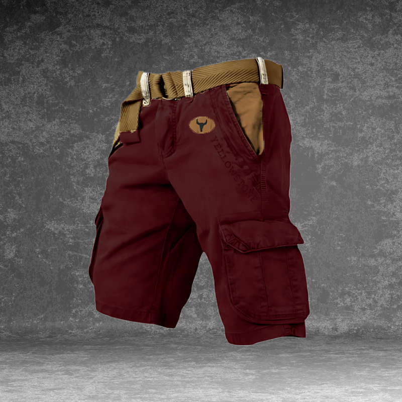 Blaue MAVERICK Herren Cargo Shorts, vielseitige Freizeitkleidung mit geräumigen Taschen, ideal für den Sommerurlaub.