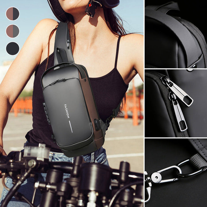 Stilvolle Herren Sicherheitstasche, diebstahlsicher, USB-fähig, ideal für Reisen & Alltag.