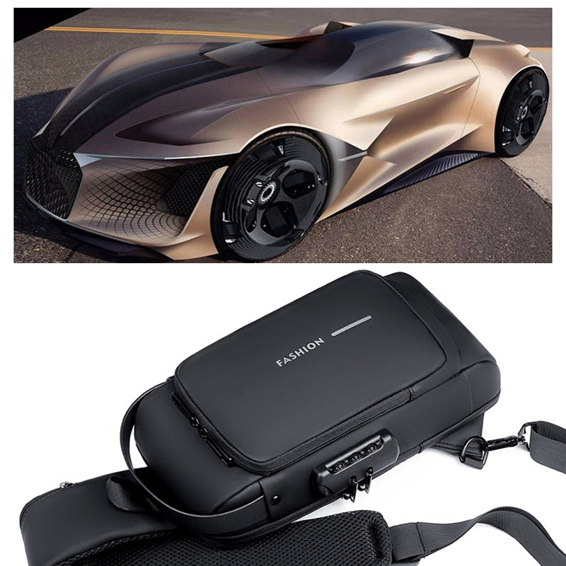 Elegante Herren Brusttasche, diebstahlsicher, mit USB-Ladeanschluss, optimal für sicheres Reisen.