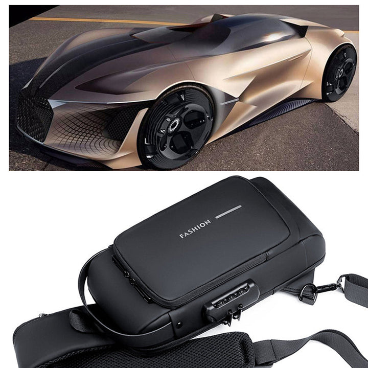Elegante Herren Brusttasche, diebstahlsicher, mit USB-Ladeanschluss, optimal für sicheres Reisen.