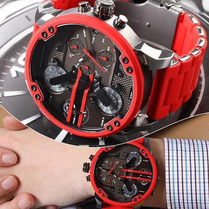 Detail des Edelstahlarmbands des Herren-Chronographen, hochwertig und angenehm zu tragen.