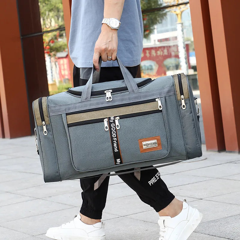 Herren faltbare Reisetasche groß & wasserdicht aus Nylon; ideal als Weekender, Sport- oder Businesstasche.
