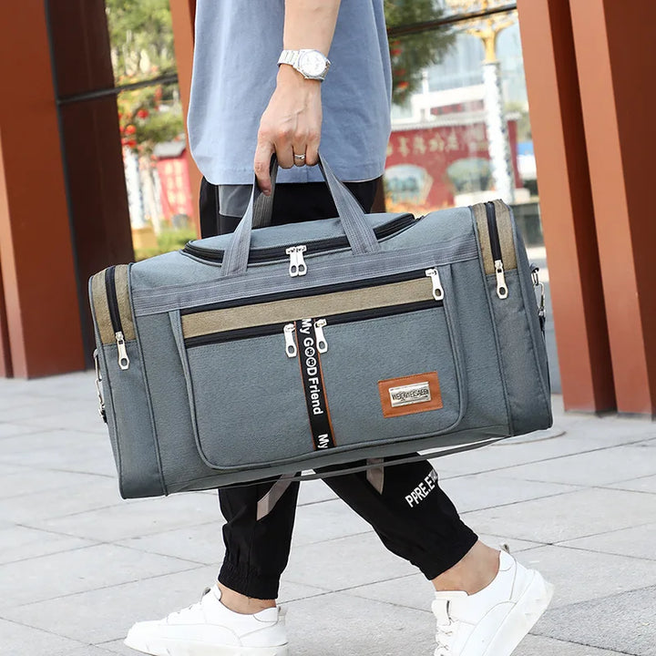 Herren faltbare Reisetasche groß & wasserdicht aus Nylon; ideal als Weekender, Sport- oder Businesstasche.
