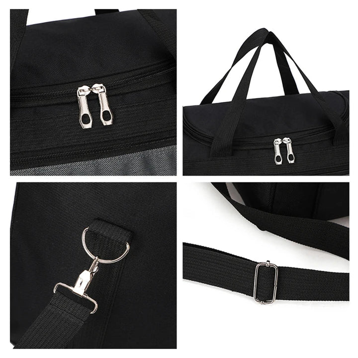 Kompakte, zusammengefaltete Reisetasche für Herren, leicht verstaubar. Ideal für unterwegs, nimmt kaum Platz weg.