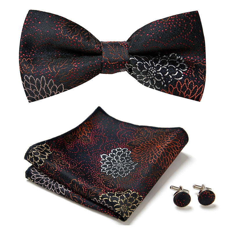 Modernes dreiteiliges Fliegen-Set für Herren, mit floralem Design, für Business & festliche Partys.