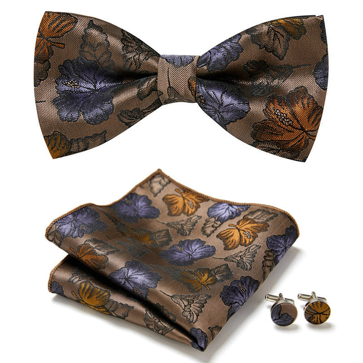 Dreiteiliges Herren Fliegen-Set floral gemustert, für Hochzeitsfeier, Abschlussball & wichtige Events.