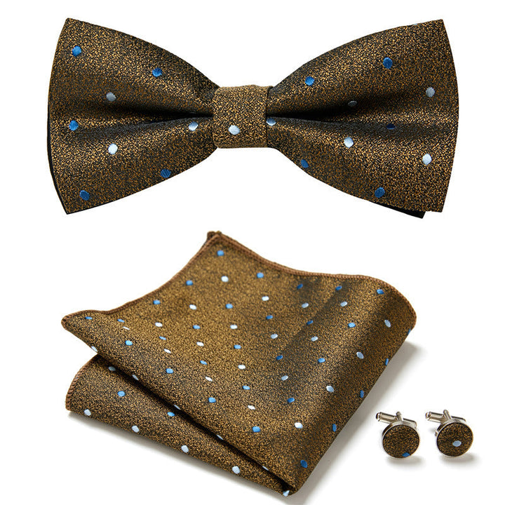 Herren Accessoire-Set: Fliege, Einstecktuch & Manschettenknöpfe mit floralem Design, modisch & chic.
