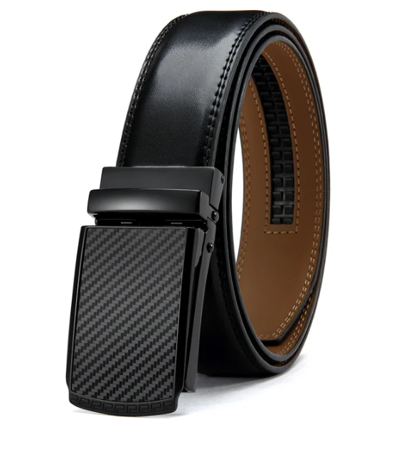 Schwarzer Herren Gürtel mit Automatikverschluss; elegantes und praktisches Herrenaccessoire.