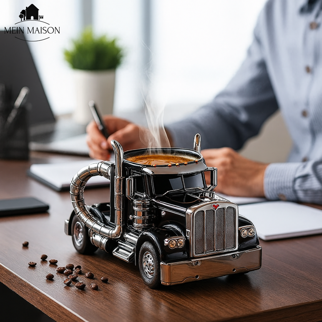Herren Lkw Kaffeetasse aus Edelstahl, robust & einzigartig. Idealer Thermobecher für Lkw-Fahrer.