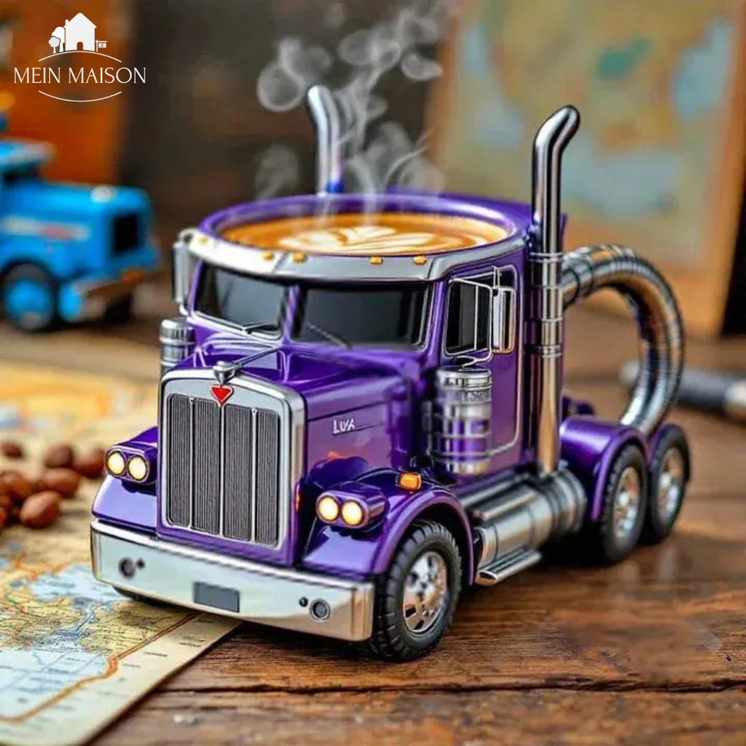 Edelstahl Lkw Kaffeetasse für Herren. Robuster Thermobecher mit einzigartigem Truck-Design.