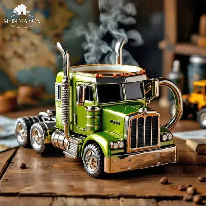 Einzigartige Herren Lkw Kaffeetasse aus Edelstahl. Robust, exklusiv & perfekt für Truck-Fahrer-Geschenke.