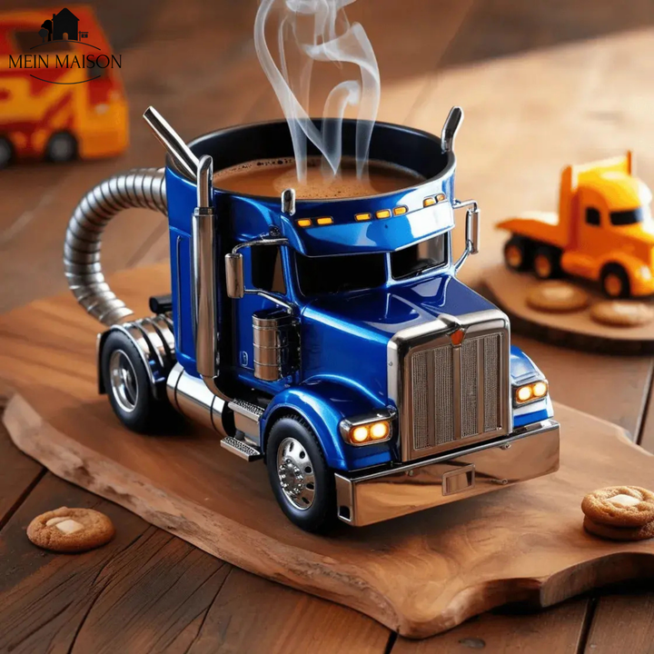Hochwertiger Edelstahl Lkw Becher für Herren, als Thermobecher. Perfekt für lange Fahrten & Alltag.