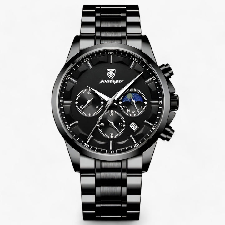 Herren Luxusuhr Cassian, wasserdicht, Titanstahl, Lederarmband. Stilvolles Geschenk für Männer.