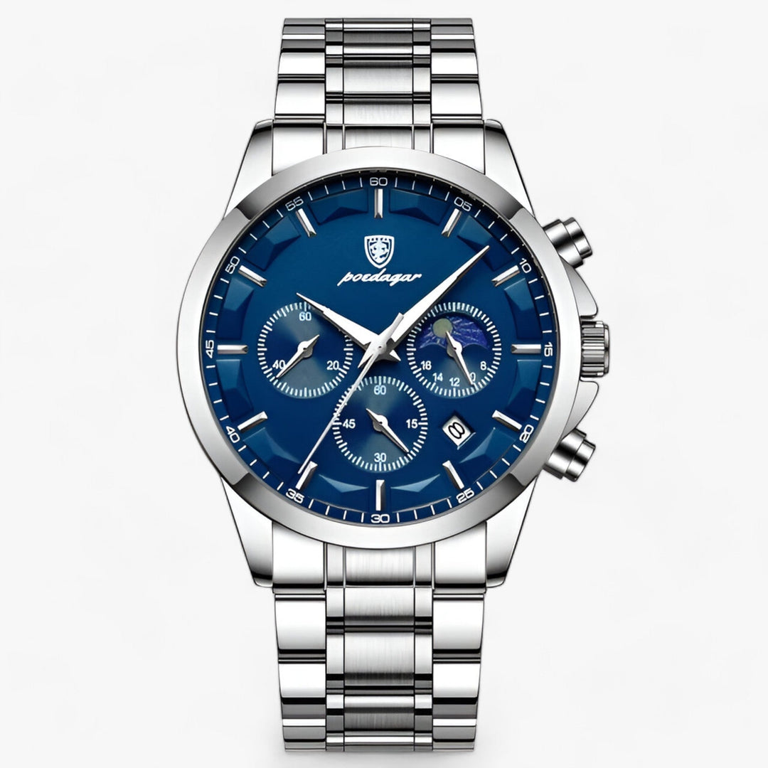 Wasserdichte Herren Luxusuhr Cassian. Robuste Titanstahluhr mit elegantem Lederarmband.