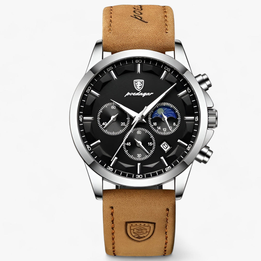 Stilvolle Herren Armbanduhr Cassian. Luxuriöser Zeitmesser mit Lederarmband & wasserdichtem Gehäuse.