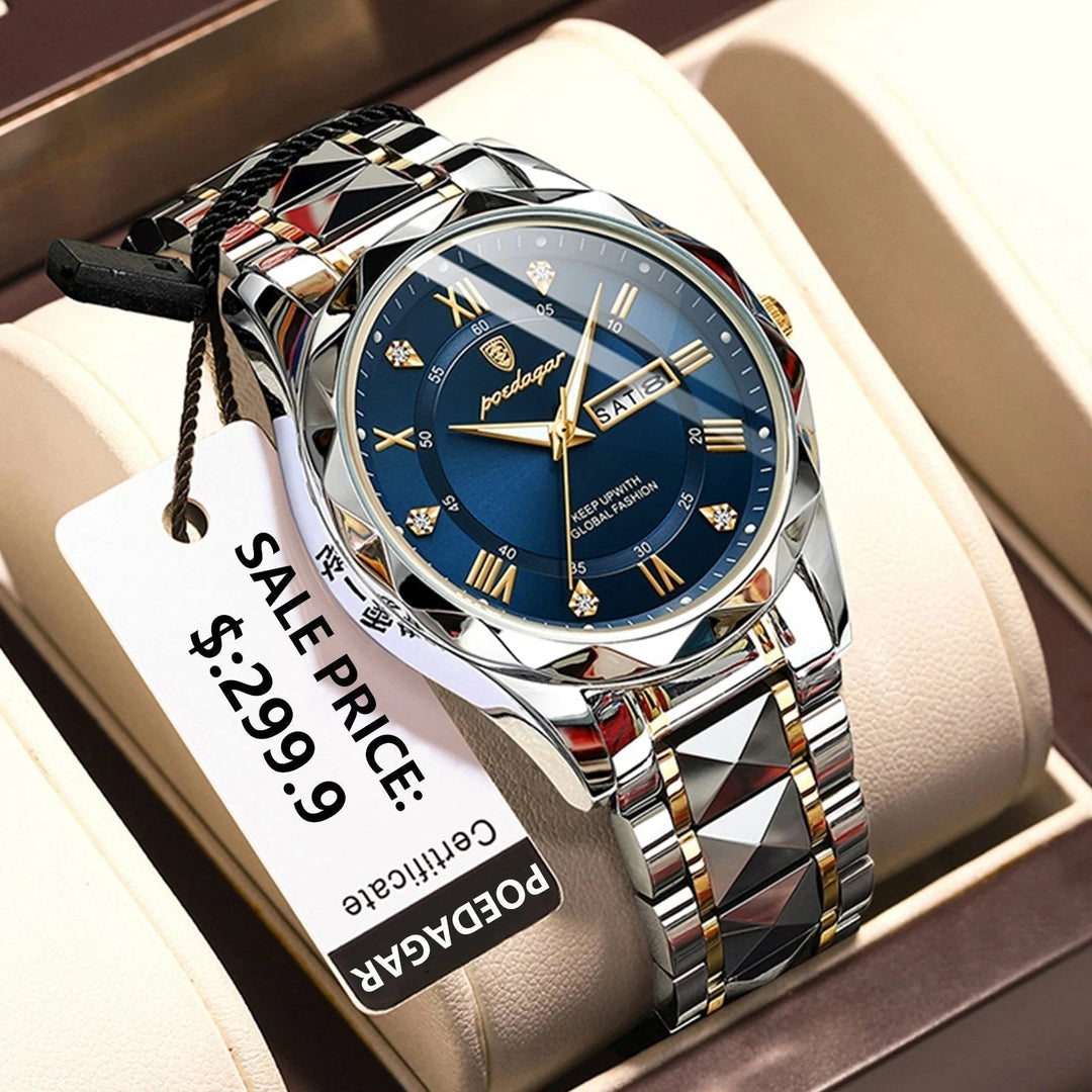 Herren Luxus-Armbanduhr, wasserdicht, mit präziser Datumsanzeige & Leuchtfunktion. Elegant & stilvoll.