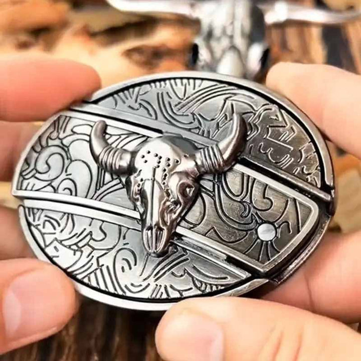 Herren Metall Gürtelschnalle oval mit EDC-Werkzeug; robustes Accessoire für Outdoor & Abenteuer.