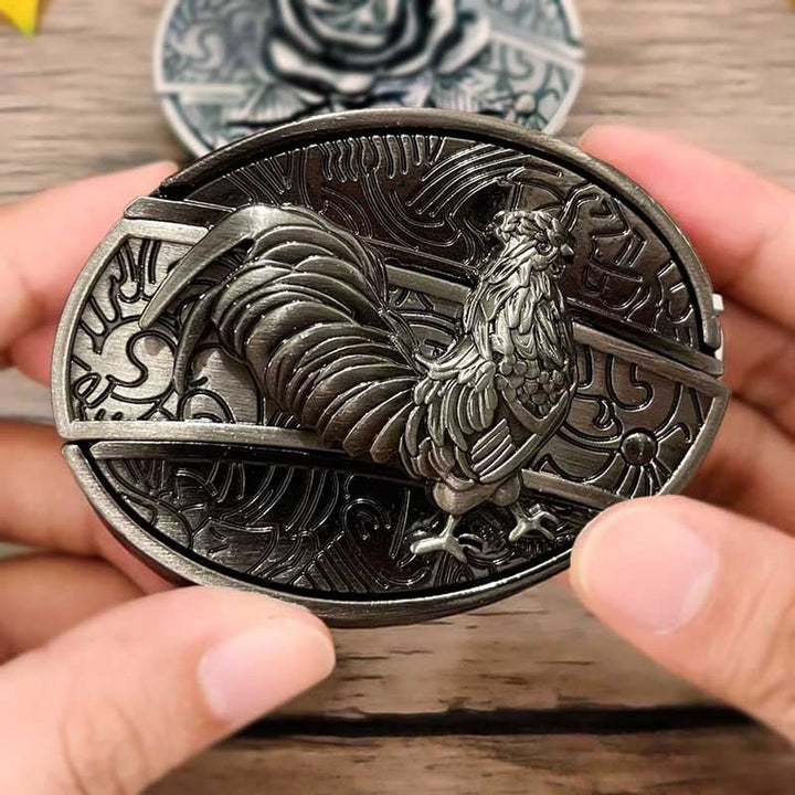Ovaler Metallgürtelschnalle Herren, Hirsch-Motiv; robust, mit cleverem Werkzeug für Outdoor-Einsätze.