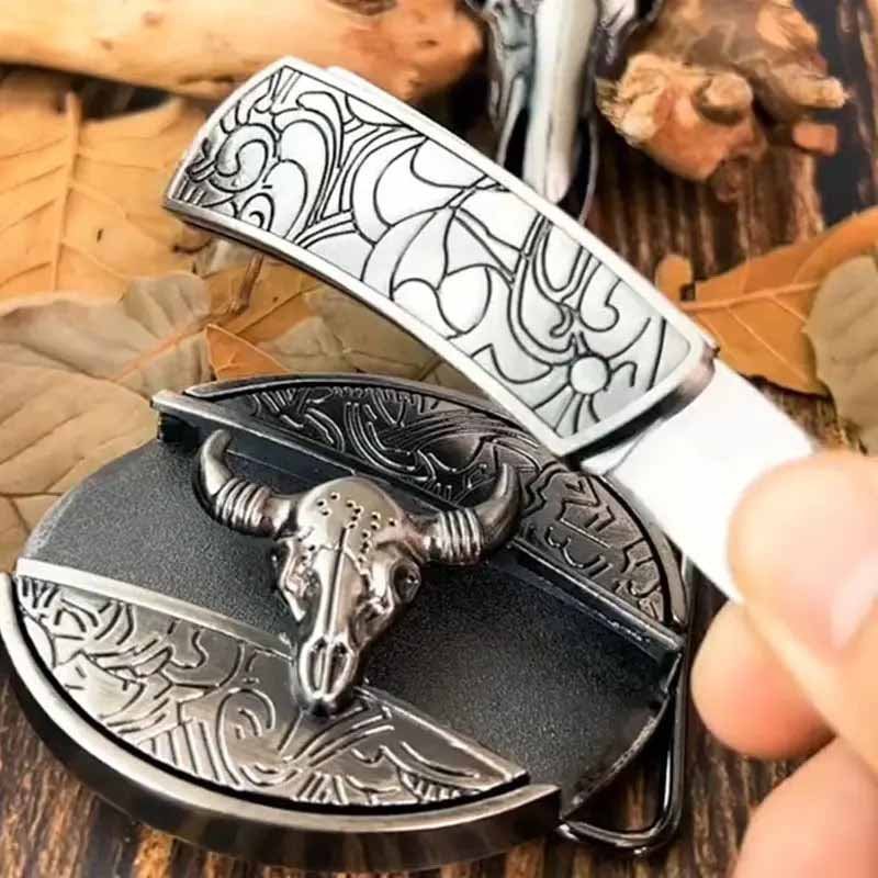 Robuste Herren Gürtelschnalle aus Zinklegierung im Western-Stil; verstecktes Werkzeug.