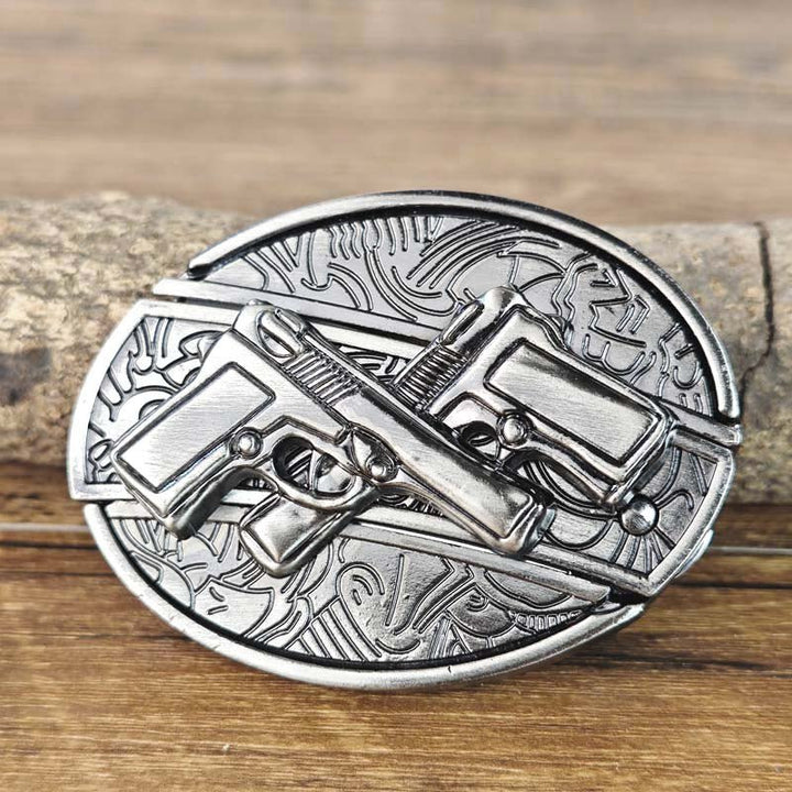Robuste Metallgürtelschnalle Herren, oval; Western-Stil, für Outdoor, mit vielseitigem EDC-Werkzeug.
