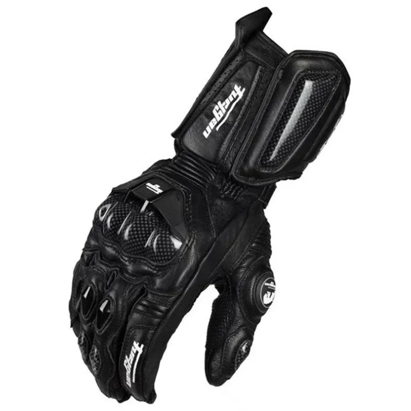 Schwarze Herren Motorradhandschuhe, touchscreen-kompatibel, wind- und wasserdicht für Tourenfahrer.