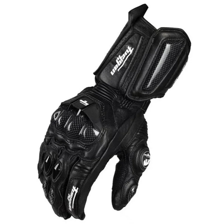 Schwarze Herren Motorradhandschuhe, touchscreen-kompatibel, wind- und wasserdicht für Tourenfahrer.