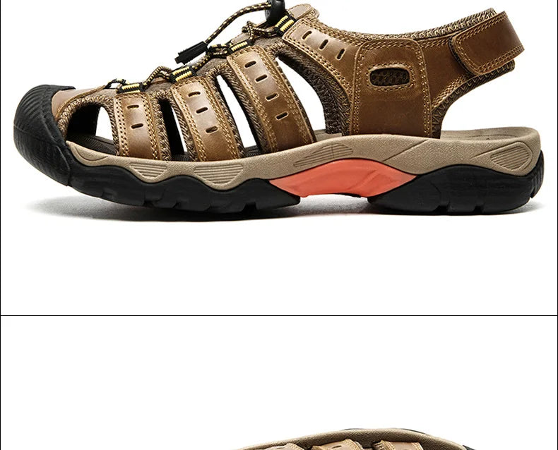 Mart Lion Herren Outdoor Sandalen mit Gummisohle; klassische & bequeme Trekkingsandalen.