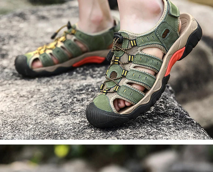 Klassische Herren Outdoor Sandalen; bequeme Trekkingsandalen für Wanderungen & Strand.