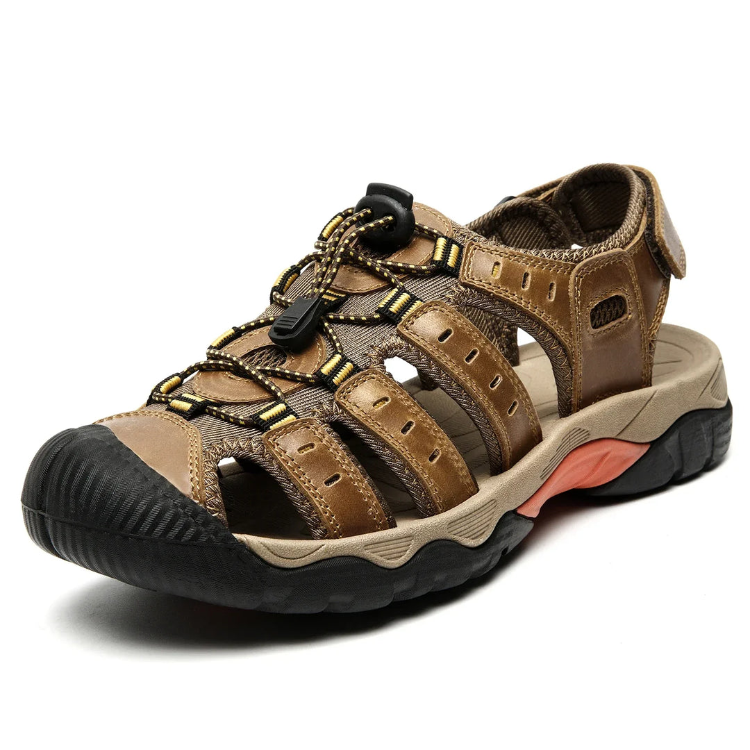 Klassische Herren Trekkingsandalen mit Gummisohle; bequeme Outdoor- & Sommerschuhe.
