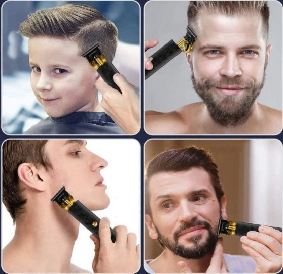 Mann trimmt seinen Bart mit dem kabellosen Herren Haarschneider. Präzise und sanfte Rasur.