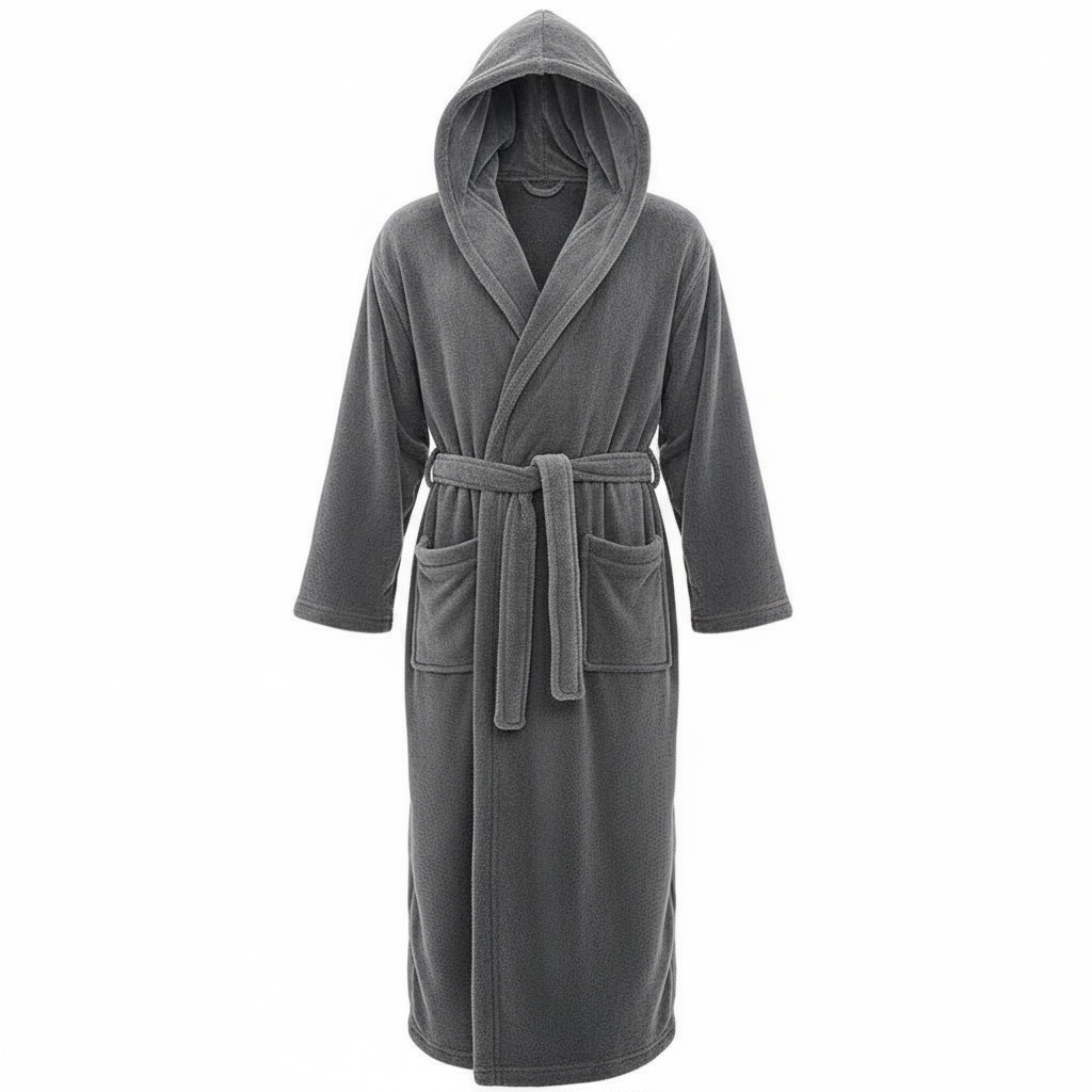 Kuscheliger Herren Hausmantel mit Kapuze für die Winterzeit. Extra warm & weich für entspannte Abende & Komfort.