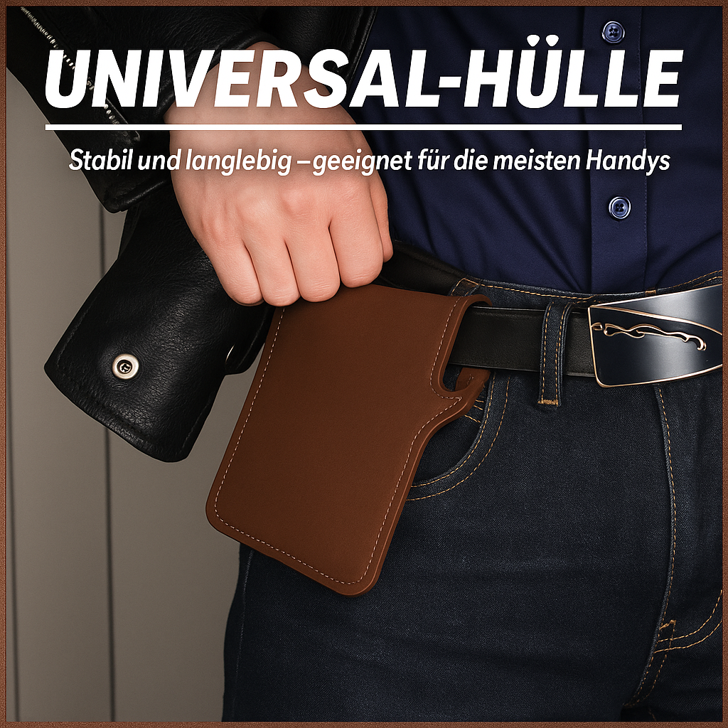Herren PU Leder Gürteltasche für Smartphones, vertikal, mit Gürtelclip. Elegant & stilvoll für den Alltag.