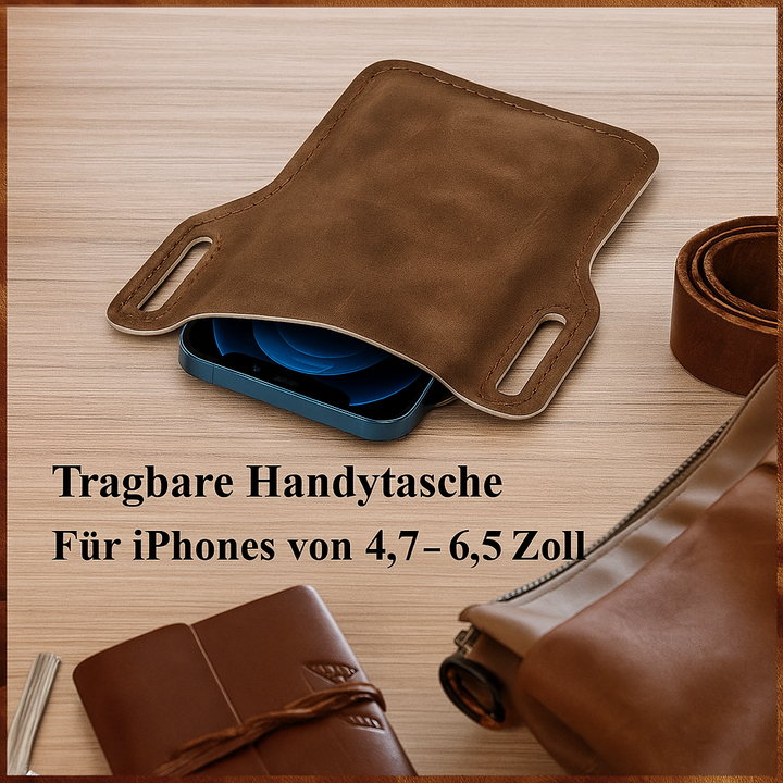 Elegante Herren PU Leder Smartphone Tasche, vertikal, mit Gürtelclip. Stilvolles Accessoire für Männer.