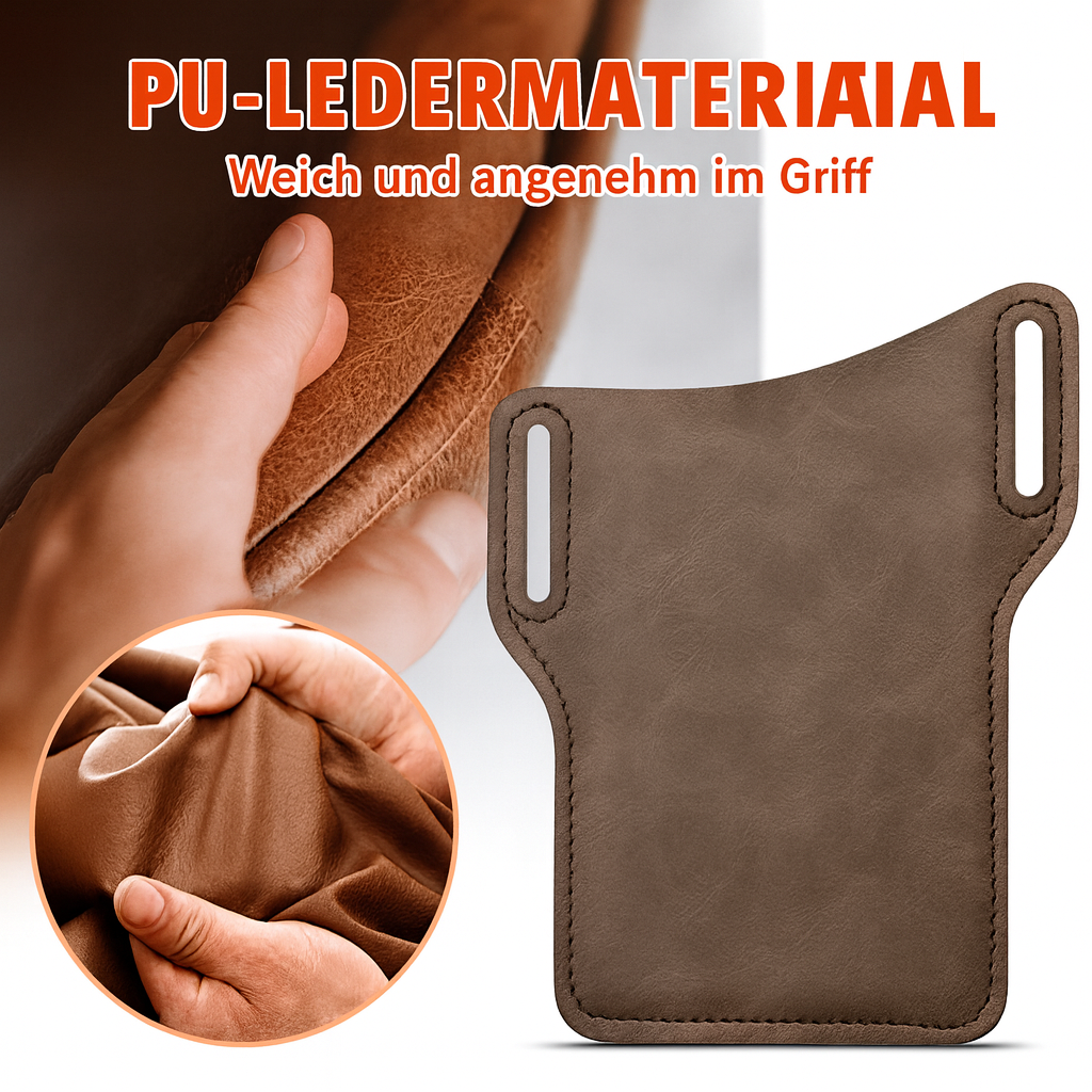 Geschenk für Männer: Stilvolle Herren Handy Gürteltasche aus PU Leder, vertikal, sicherer Gürtelclip.
