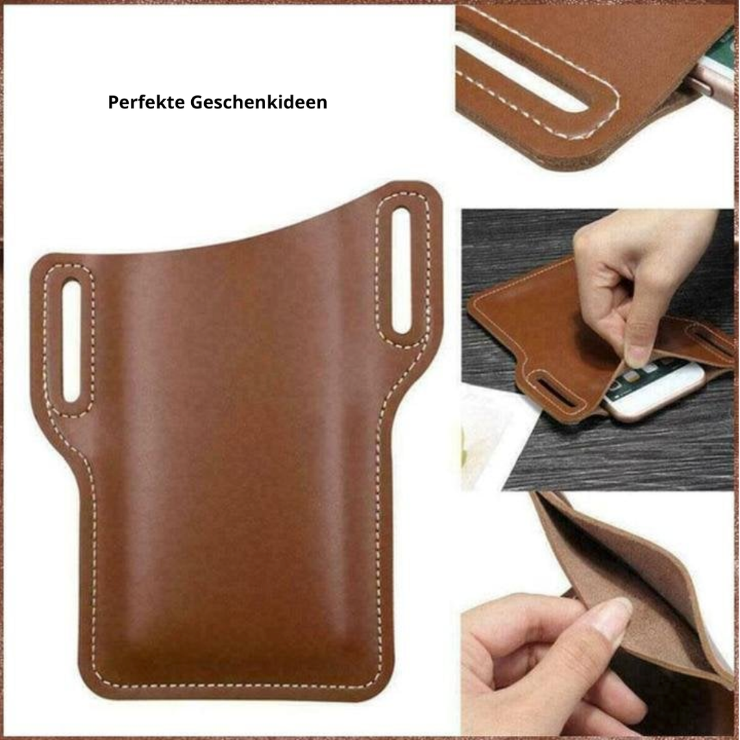Herren Handy Tasche aus PU Leder, vertikal, mit Gürtelclip. Robust & elegant für unterwegs.