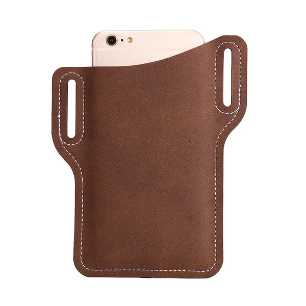 Hochwertige Herren PU Leder Gürteltasche für Smartphones. Vertikal, mit stabilem Gürtelclip & Design.