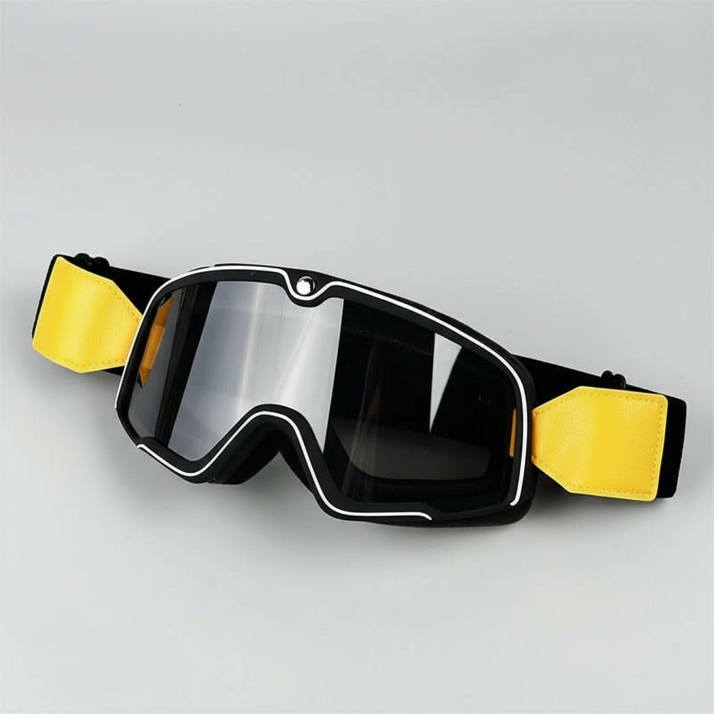 Sportliche Retro-Motorradbrille Herren, UV-Schutz, ideal für Touren, Cruiser & Chopper.