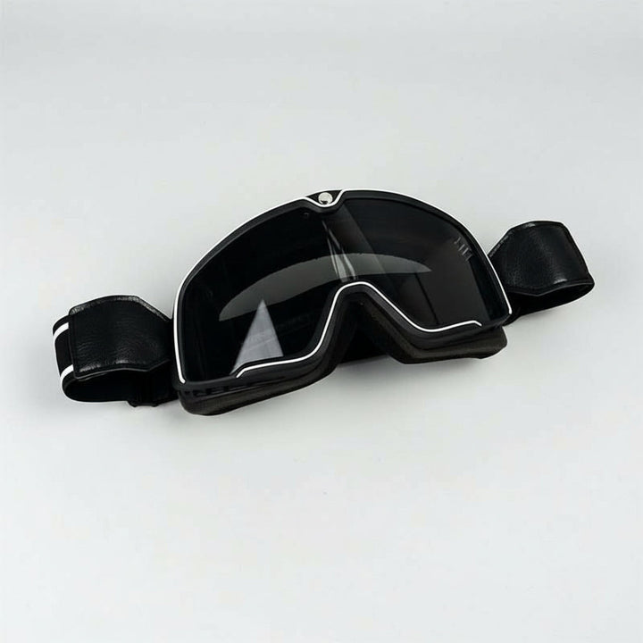 Komfortable Retro-Motorradbrille Herren, passt über Korrekturbrillen, mit UV- & Windschutz.