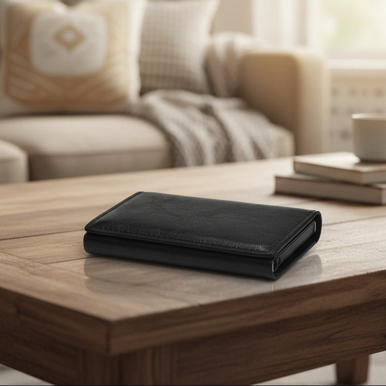 Herren SLIMLOCK RFID-Geldbörse aus Kohlenstofffaser, schlankes Portemonnaie für sichere Kartenausweise.
