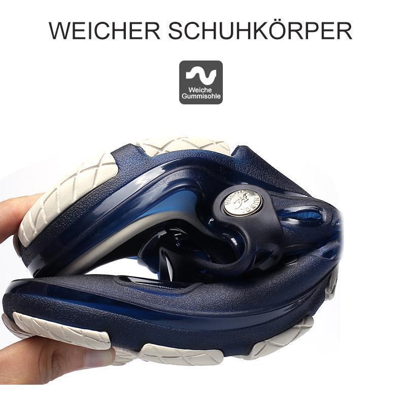 Seitliche Ansicht der leichten Herren Sandalen, rutschfest und bequem für Strand, Pool und Sommer-Spaziergänge.
