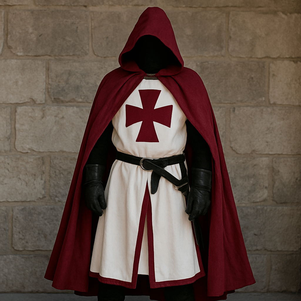 Herren Tempelritter-Kostüm mit Umhang für mittelalterliche Feste & Events. Larp & Cosplay geeignet.