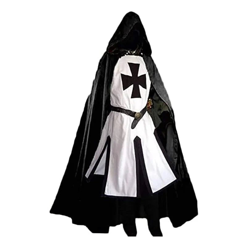 Herren Tempelritter-Verkleidung mit Umhang, geeignet für historische Darstellungen, Karneval & Cosplay.