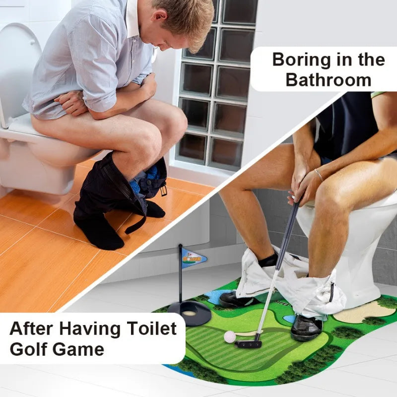 Originelles Toiletten-Golf Set. Das Minigolf-Spiel bringt Spaß und Humor ins Badezimmer, ideal für Herren.
