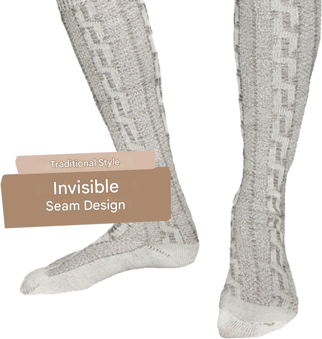 Kniehohe Herrensocken für Trachtenmode, 2er-Set. Perfekt für Volksfeste & traditionelle Anlässe. Klassisches Zopfmuster.