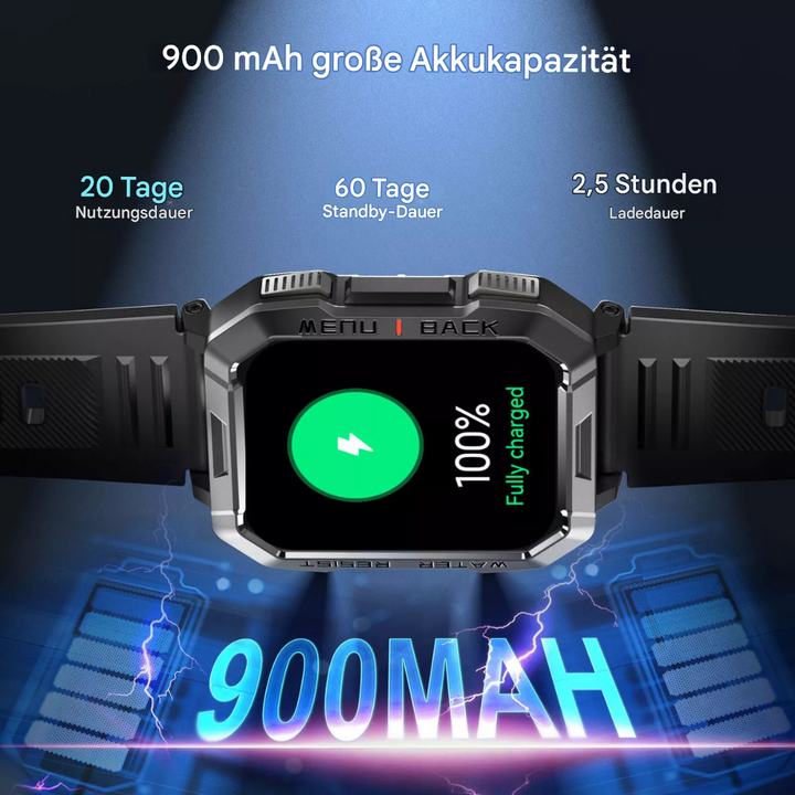 TrailMate Outdoor Smartwatch für Herren mit Höhenmesser, Barometer & Kompass für genaue Orientierung.