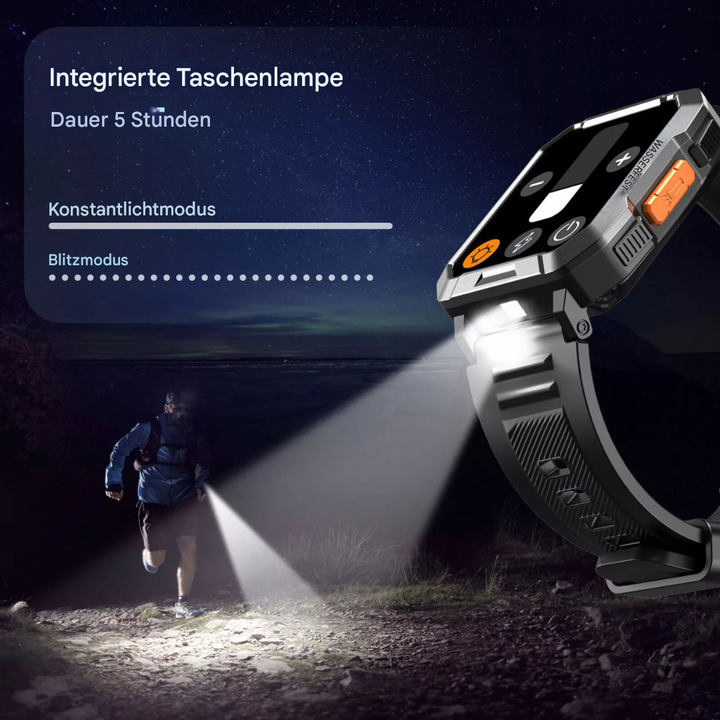 TrailMate Camping Smartwatch für Herren, wasserdicht & langlebig, unverzichtbar für Outdoor-Abenteuer.