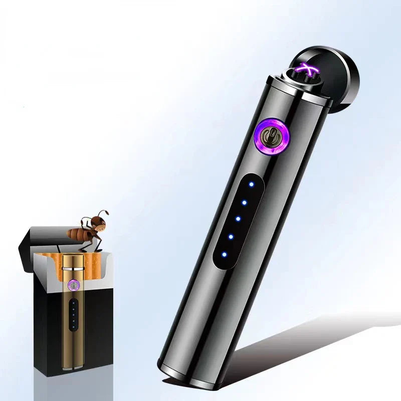 Herren USB-Lichtbogen-Feuerzeug, windfest, wiederaufladbar, edles Zylinder-Design. Perfektes Raucherzubehör.