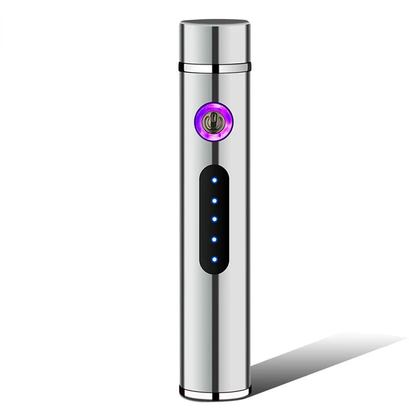 Elegantes Herren USB-Feuerzeug, flammenlos & wiederaufladbar. Windfestes Plasma-Feuerzeug im Metall-Design.